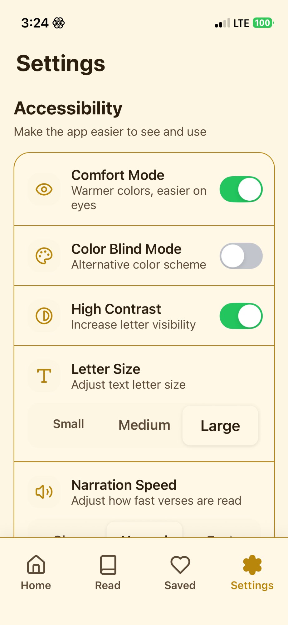 Settings and reminders